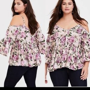Light pink floral cold shoulder